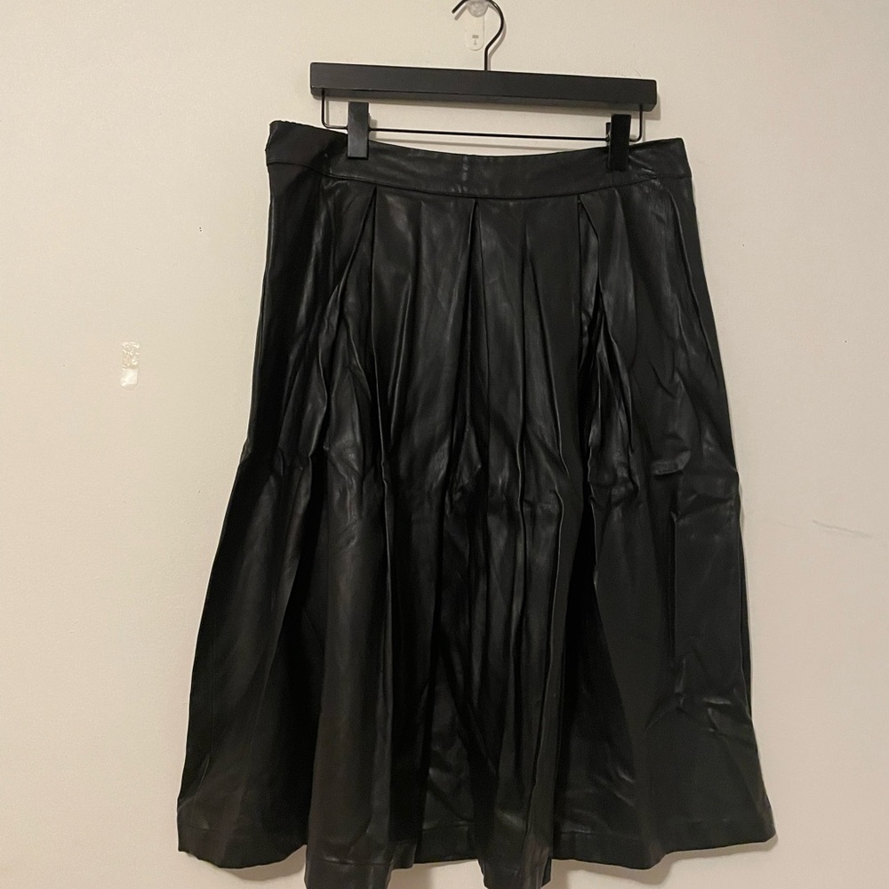 Who What Wear Black Midi Skirt Vegan Leather